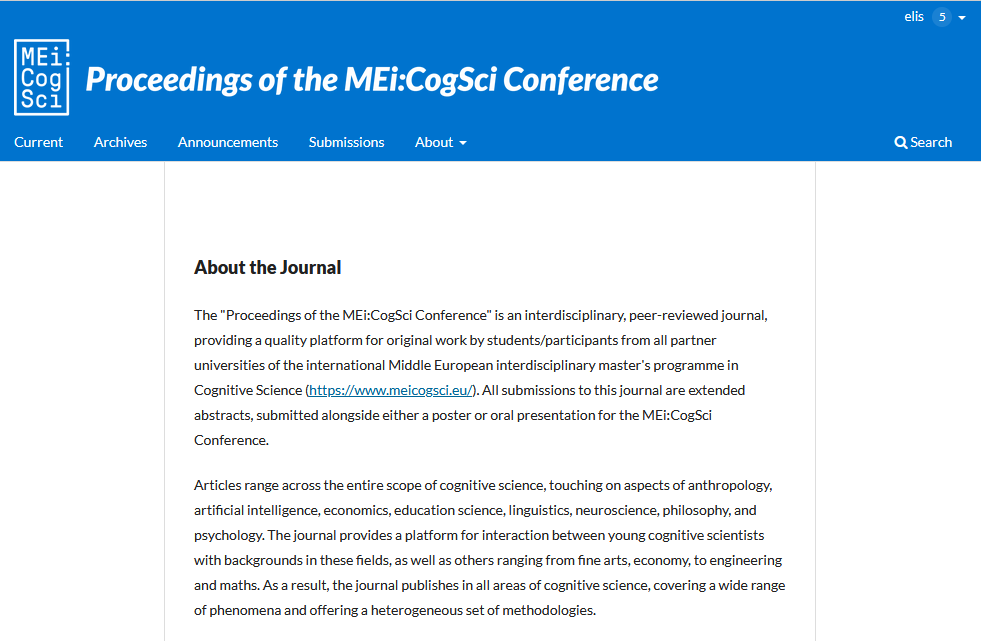 Homepage of the website